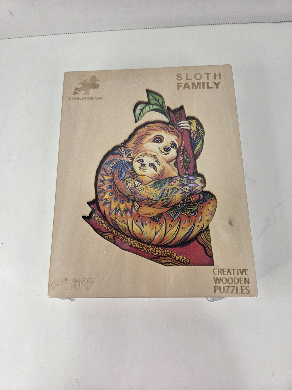 Jigsaw Sloth Family Wooden Puzzle - Colorful Multicolor